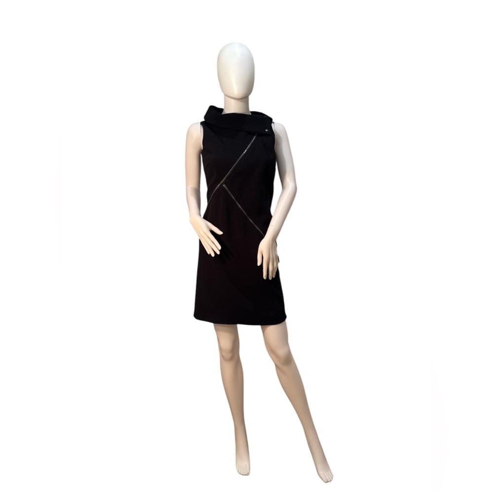 Michael Kors Black Sleeveless Zip Dress Size 0 Classic Little Black Dress Chic
